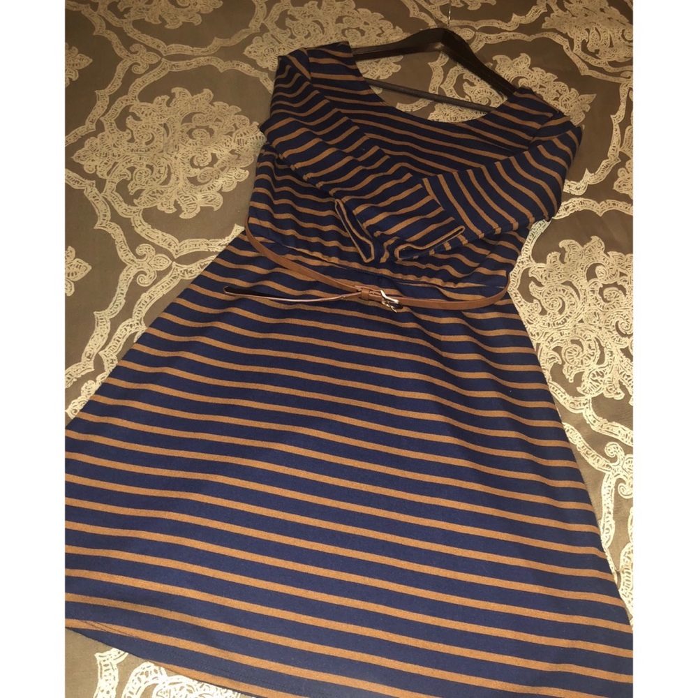 NWT navy blue and brown skater dress!